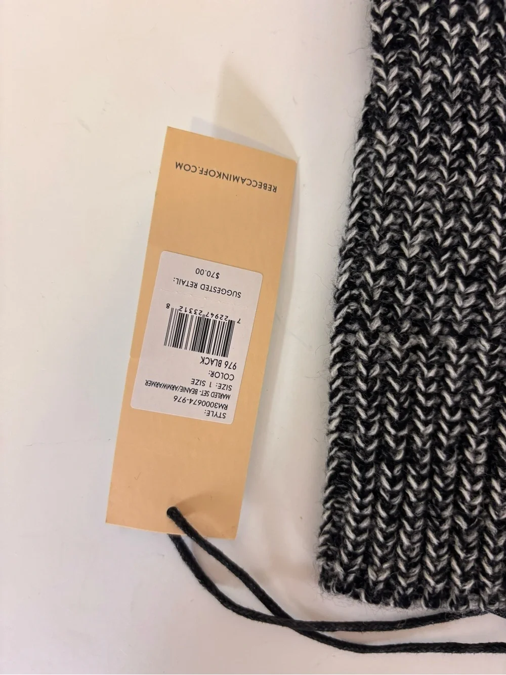 New Rebecca Minkoff Black and White Marled Knit Wrist Warmers One Size